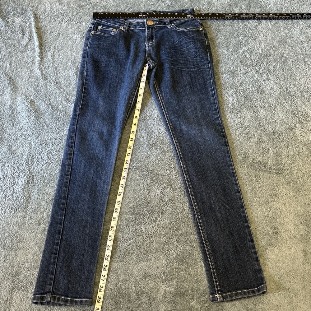 Brooklyn Girl Dark Wash Skinny Jeans Size 7 Grommet Lace Up Pocket Y2K Cyber - Picture 7 of 7